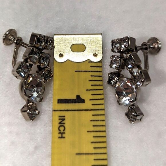 Vintage Rhinestone Drop Screw Back Earrings - Picture 3 of 8
